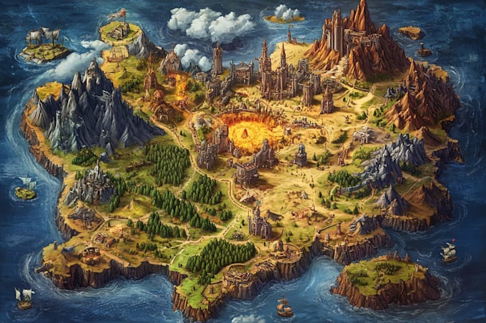 design a unique vector map, realistic or fantasy