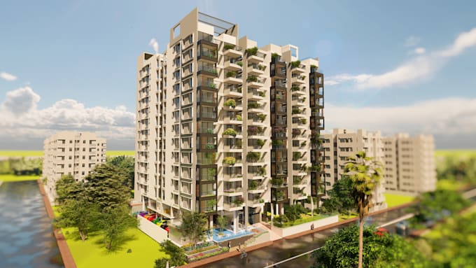 luxury modern 3d architectural visualization rendering