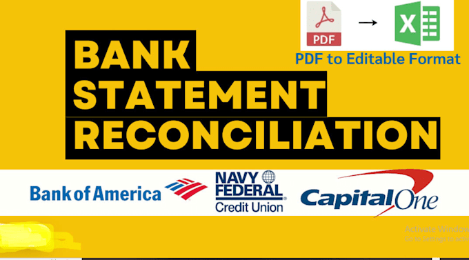 reconcile bank statement PDF to editable format