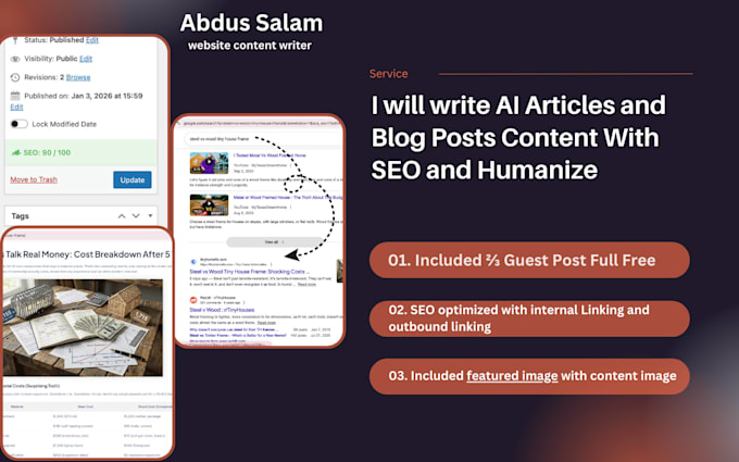 write ai article blog posts content with SEO and humanize