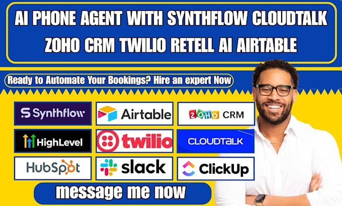 do ai phone agent with synthflow cloudtalk zoho crm twilio retell ai airtable