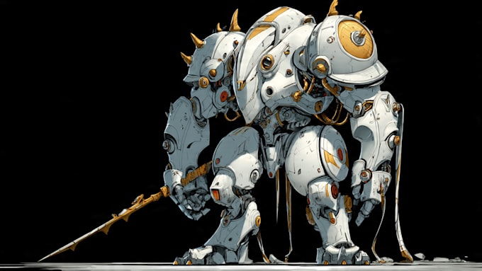 draw amazing character mecha robot illustration