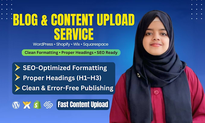 upload and format blog posts in wordpress, shopify, wix