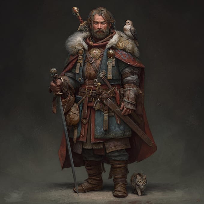 draw a fantasy character for dnd, pathfinder, etc