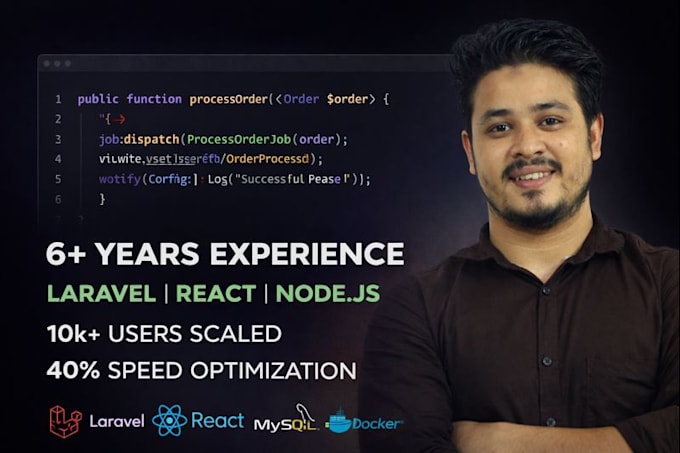 develop, fix, or optimize your laravel and react web application