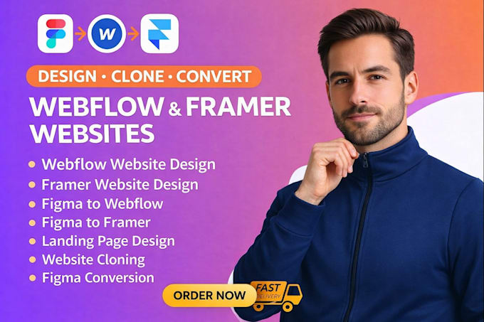 design, clone and convert webflow and framer websites from figma
