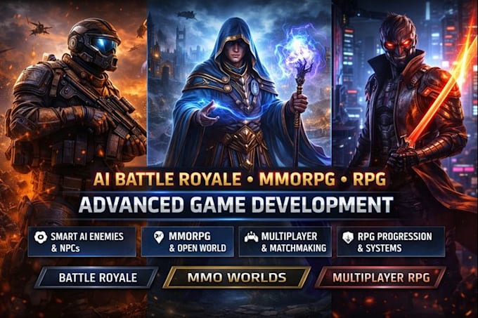 build advanced battle royale game mmorpg multiplayer open world game development