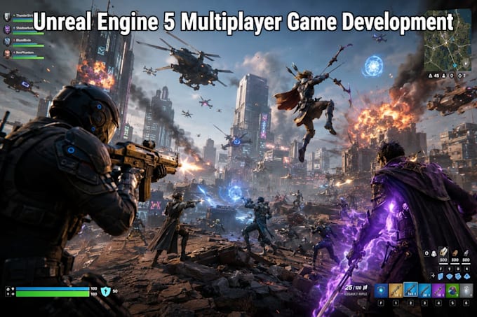 develop aaa unreal engine 5 battle royale, mmorpg, multiplayer, open world game