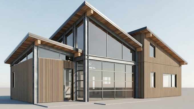 Design 3d timber frame, 3d wood house, steel, wooden structure design ...