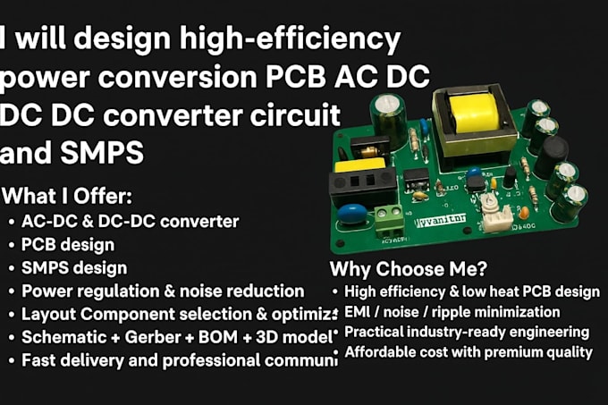 Design high efficiency power conversion pcb ac dc dc dc converter ...