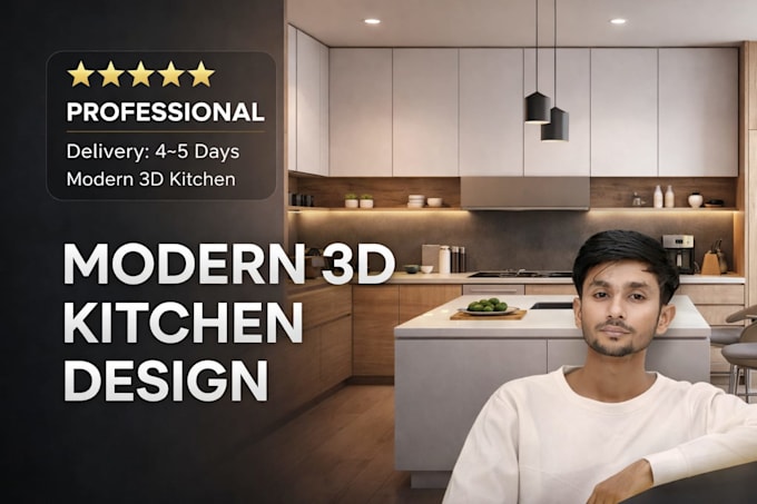 photo realistic modern 3d kitchen design with enscape