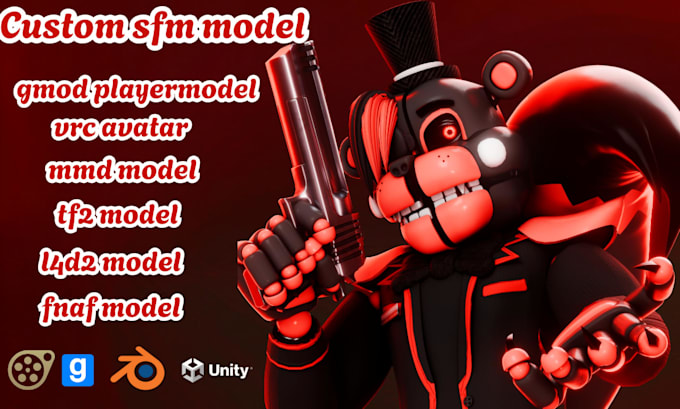 create sfm model, gmod playermodel, tf2 model, l4d2 model, mmd, fnaf model, vrc