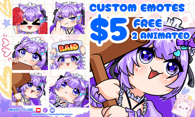 draw twitch emotes, animated emotes, chibi emotes, and sub badges