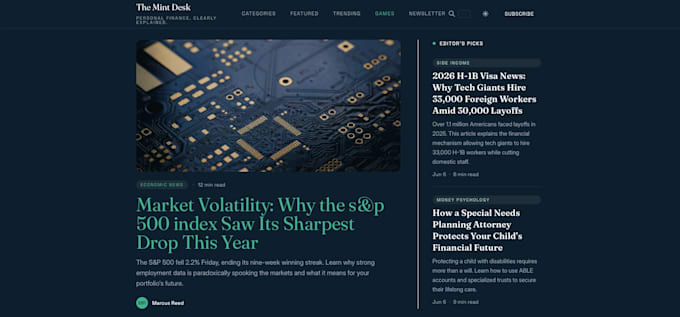 build an ai powered finance and crypto news article website