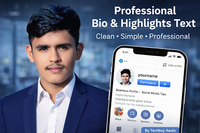 write professional instagram bio and highlights text