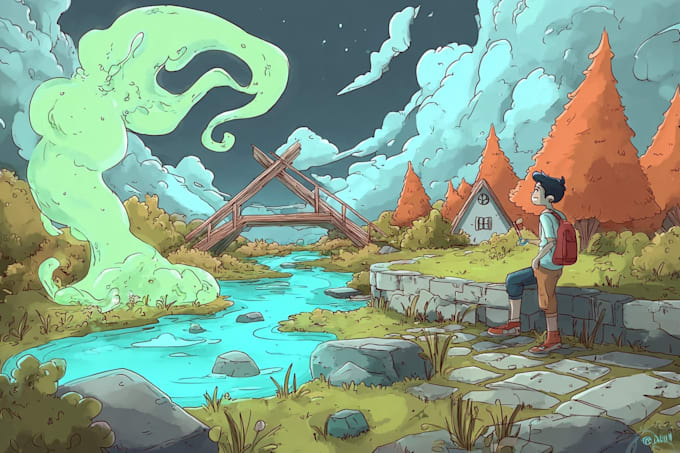 draw cartoon scenery illustration for you