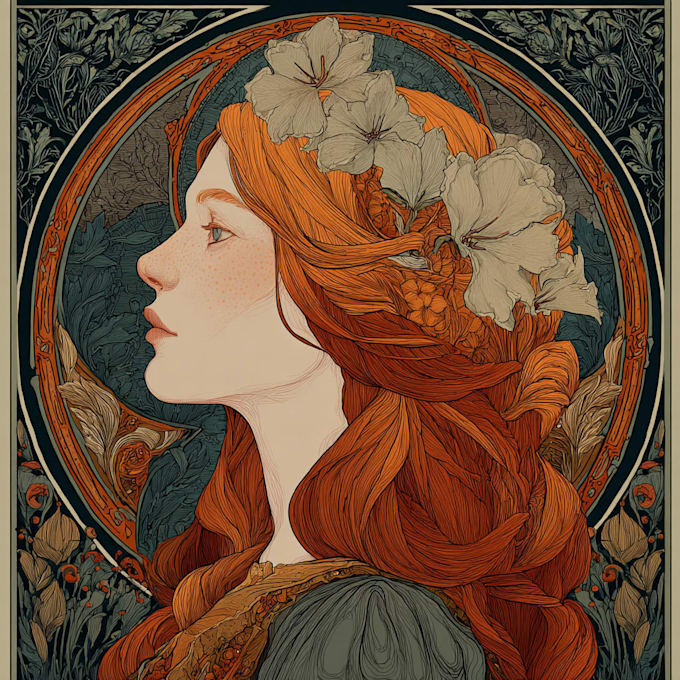 create illustrations in art nouveau style