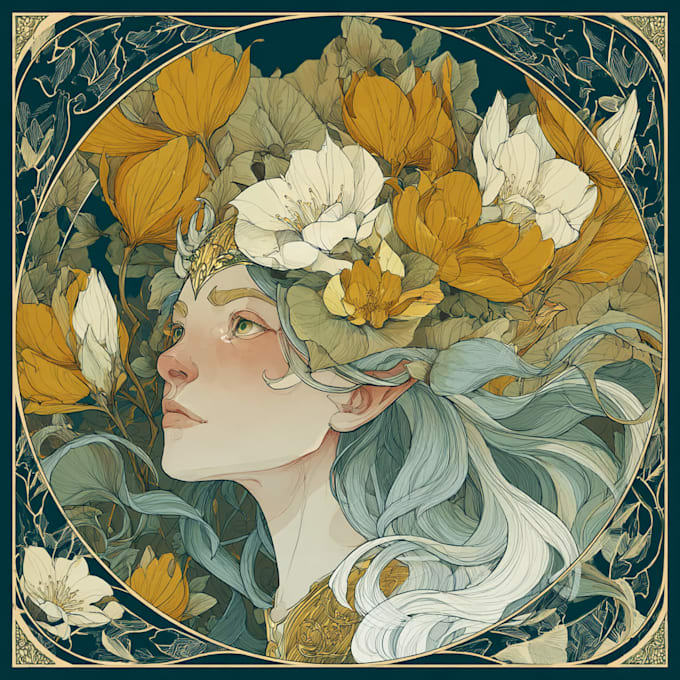 create illustrations in art nouveau style