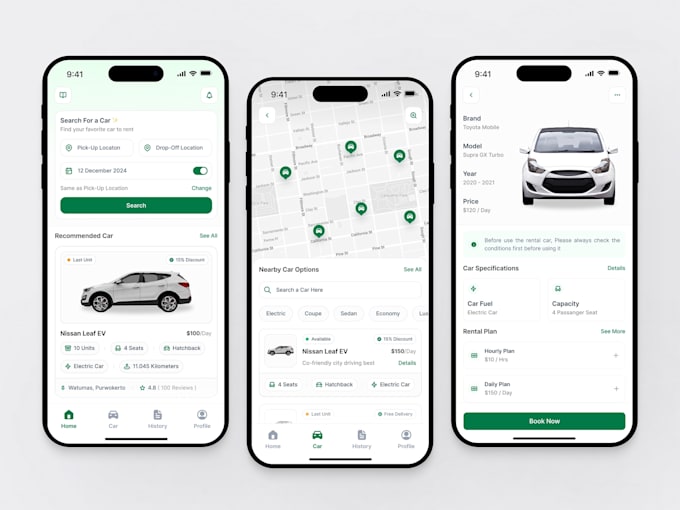 develop rent app, rental app, carpooling app, logistic app, property app