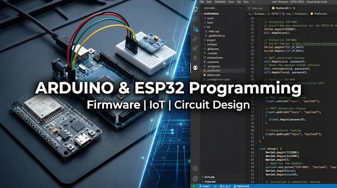arduino, esp32, and iot programming with circuit simulation
