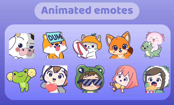 create cute animated emotes and stickers in flat chibi style