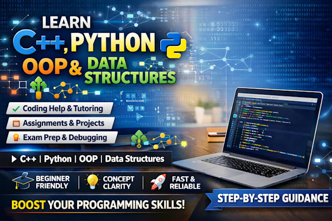 Assist you in cpp, oop, python and data structure programming by ...