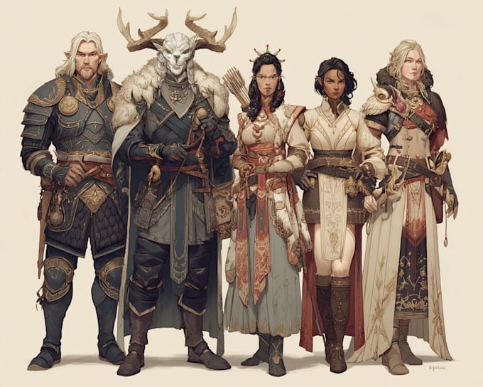 draw a fantasy character for dnd, pathfinder, etc