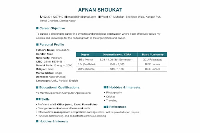 design a professional ats friendly CV and resume using canva