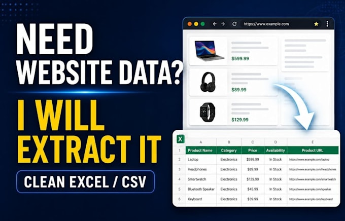 scrape website data and deliver clean excel or CSV files