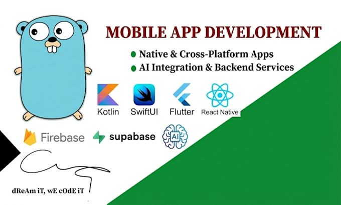 do mobile apps with flutter, react native, kotlin andorid ios