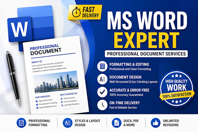 do fast ms word typing, formatting and document editing