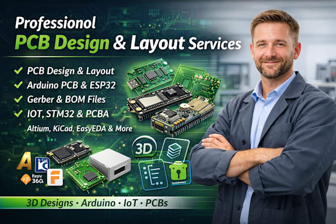 do expert pcb design, pcb layout, circuit  schematic design, arduino esp32 iot