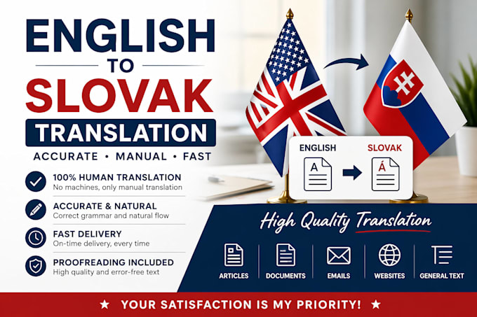 translate english to slovak text manually and professionally