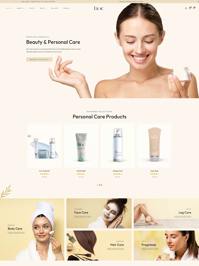 develop beauty cosmetics shop website design
