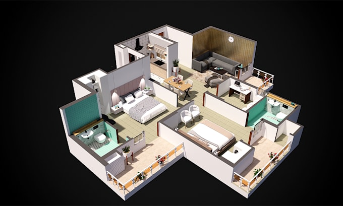 Transform your 2d floor plans into 3d models and renders by Papa_cadpro ...