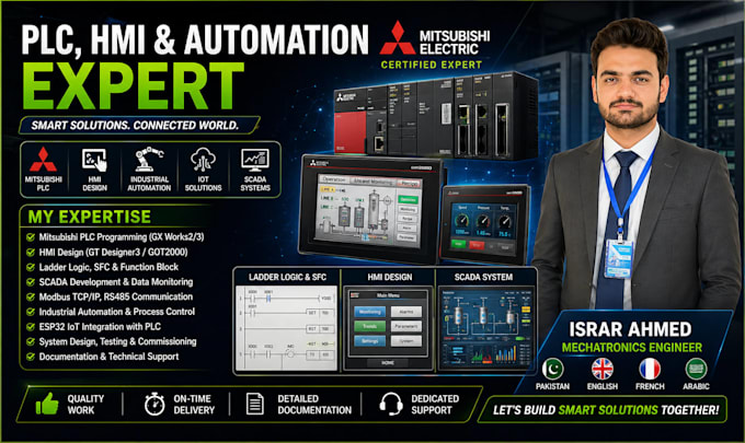 do mitsubish plc programming, hmi, scada, vfd programming