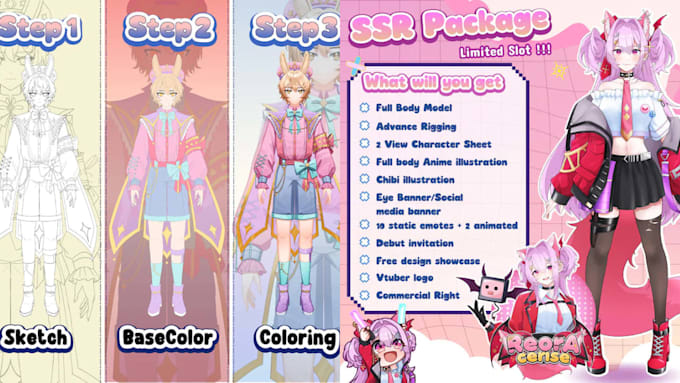 design and rig live2d vtuber model anime vtuber streaming avater chibi style