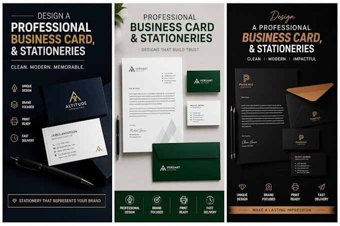 design a professional business card, and stationaries