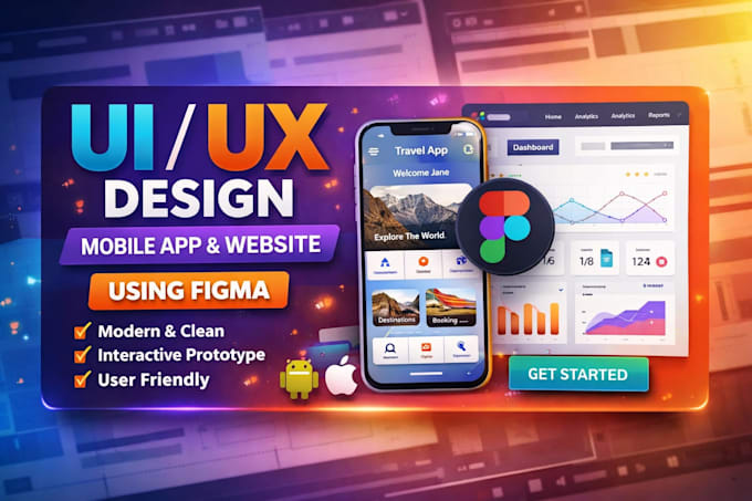 design clean UI UX for android, ios app, website using figma