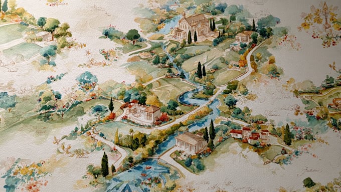 do custom watercolor wedding map