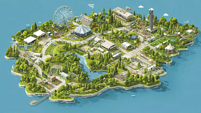 design a custom map, city illustration, and vector site plan