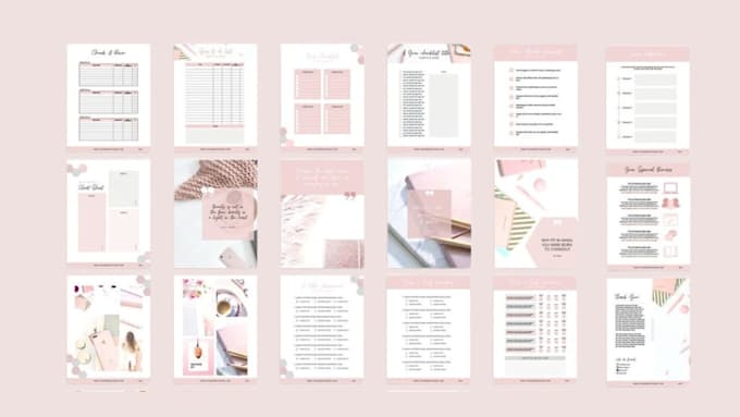 Design feminine journal layout with custom tracker planner and ...