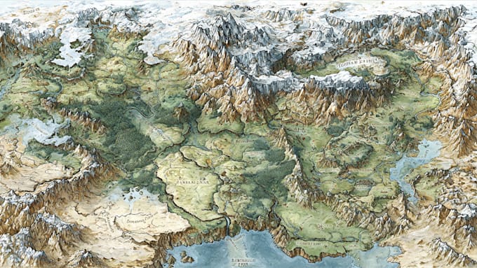 Draw a detailed hand drawn fantasy map for your dnd or rpg world by ...