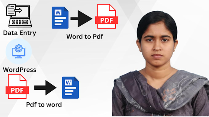 create PDF to word, data entry, canva, wordpress