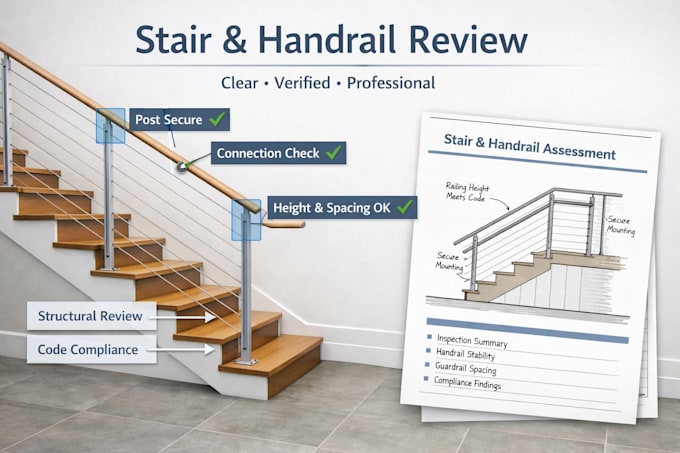 Review stair and handrail structures for compliance by Stairstruct | Fiverr