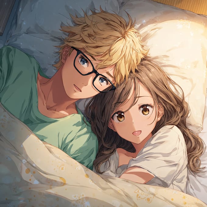 custom couple portrait one piece anime style