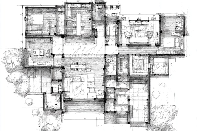 do architectural 2d drawings, floor plans