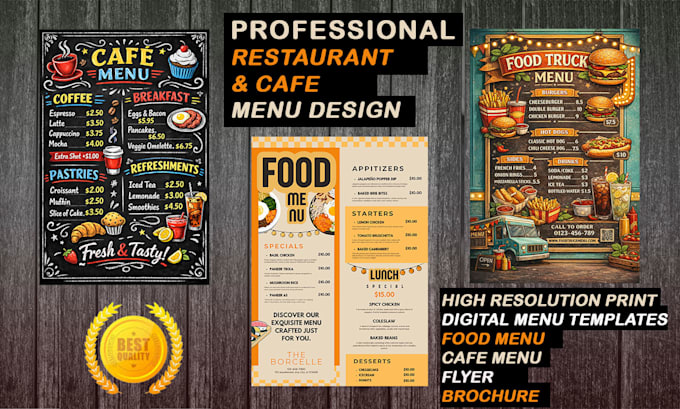 professionally design restaurant and cafe menu