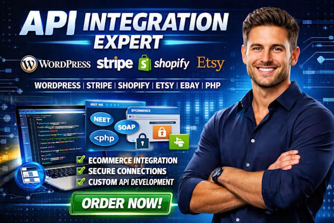 do wordpress api integration stripe api shopify api etsy api ebay api php