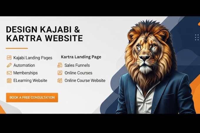 design a conversion focused kartra, kajabi elearning, course website